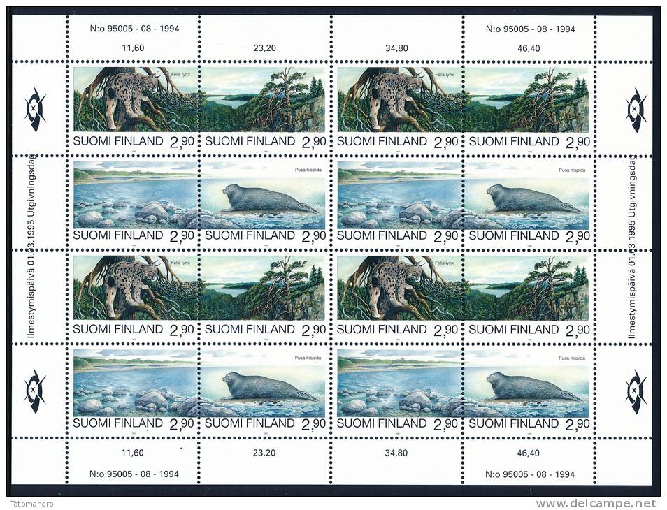 FINLAND/Finnland 1995 Endangered Animals, Joint Issue With Russia Sheetlet** - Nuevos
