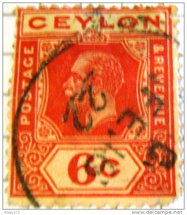 Ceylon 1912 King George V 6c - Used - Ceylan (...-1947)