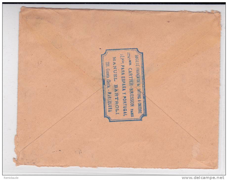 ESPAGNE - 1916 - YVERT N°245+248 Sur ENVELOPPE COMMERCIALE De BARCELONE Pour PARIS - Covers & Documents