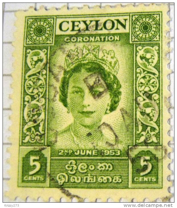 Ceylon 1953 Coronation Queen Elizabeth II 5c - Used - Ceylan (...-1947)