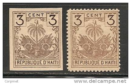 HAITI - 1896 VARIETY IMPERFORATE  - Yvert # 35 UNGUMMED With Normal For Comparison - Haiti