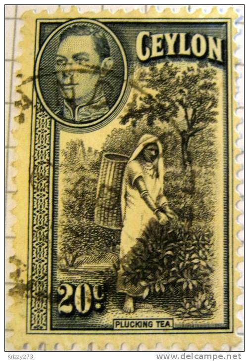 Ceylon 1938 Plucking Tea 20c - Used - Ceylan (...-1947)