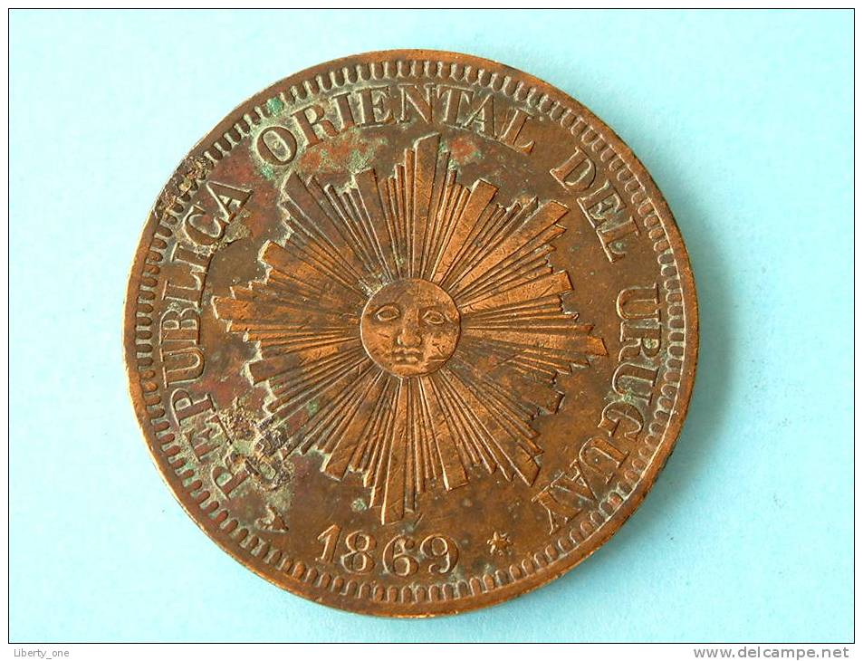 1869 H - 4 CENTESIMOS / KM 13 ( Uncleaned - For Grade, Please See Photo ) ! - Uruguay