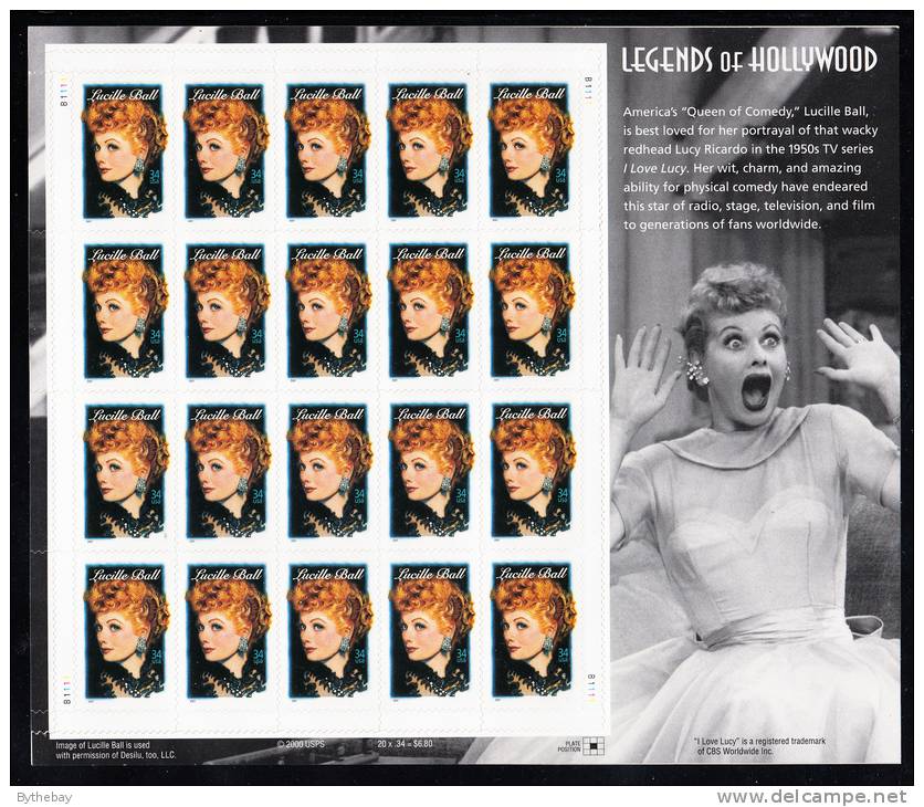 United States MNH Scott #3523 Minisheet Of 20 34c Lucille Ball - Feuilles Complètes