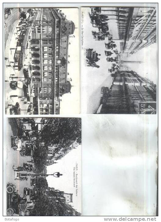 3 CPM DPT 75 REPRODUCTION GARE ST LAZARE, RUE CASTIGLIONE ET BD DES ITALIENS - Lots, Séries, Collections