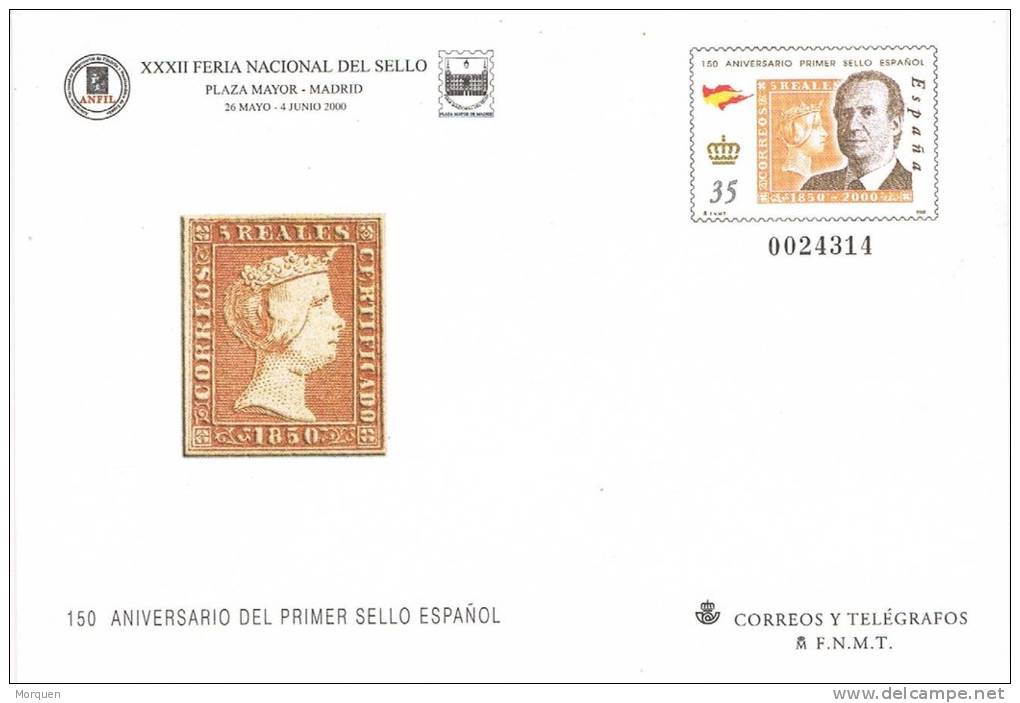 Entero Postal Feria Del Sello Madrid  2000,  5 Reales, Num 62 - 1931-....