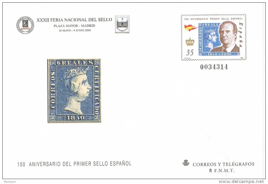 Entero Postal Feria Del Sello Madrid  2000,  6 Reales, Num 63 - 1931-....