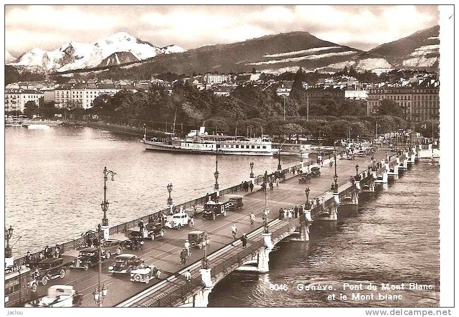 GENEVE PONT DU MONT BLANC ET LE MONT BLANC (AUTOS) REF 23039 - Genève