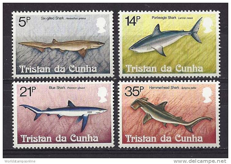 Tristan Da Cunha, Year 1982, Mi 315-318, Sharks, MNH ** - Tristan Da Cunha