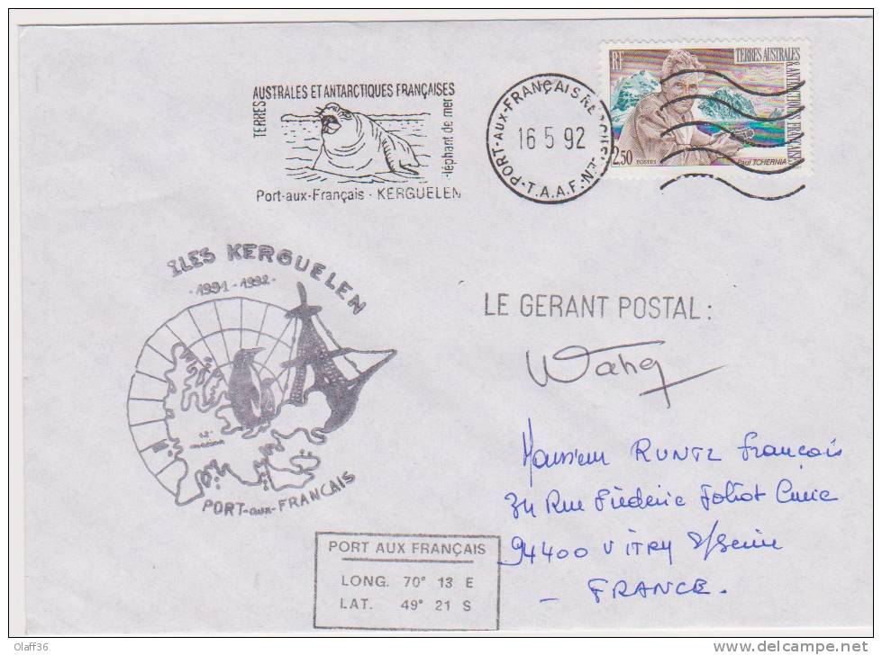 TAAF PLI  KERGUELEN   PORT AUX FRANCAIS  16/5/1992 - Other & Unclassified