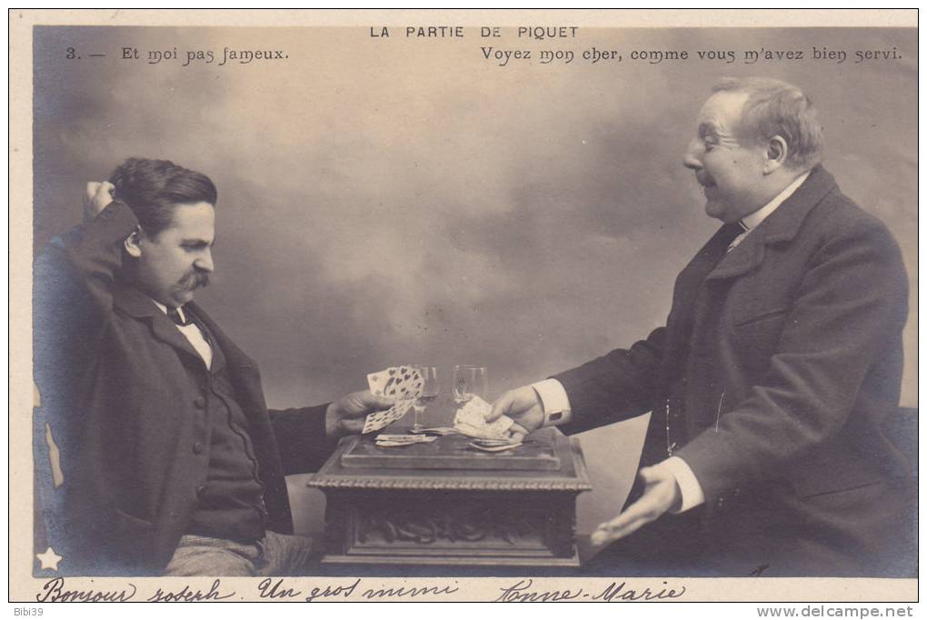 LA  PARTIE  DE  PIQUET.  _  Et Moi Pas Fameux.  _  Voyez Mon Cher, Comme Vous M'avez Bien Servi. - Playing Cards