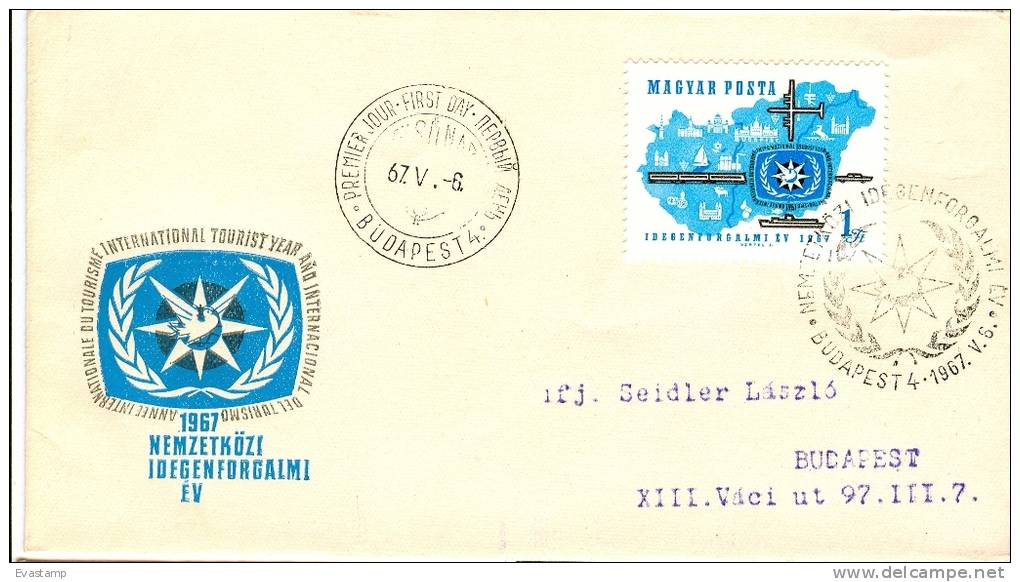 HUNGARY - 1967.FDC - International Tourist Year I.(Map,Ship,Train,Car,Airplane) Mi 2321 - FDC