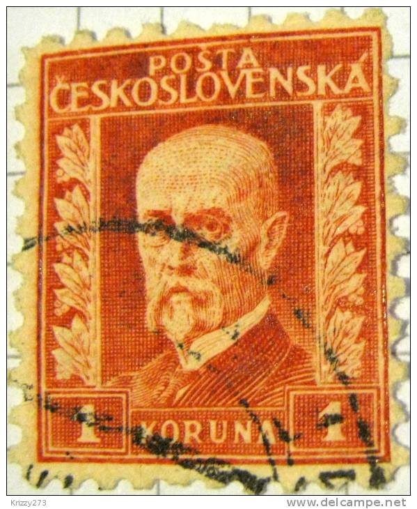 Czechoslavkia 1925 President Masaryk 1k - Used - Unused Stamps