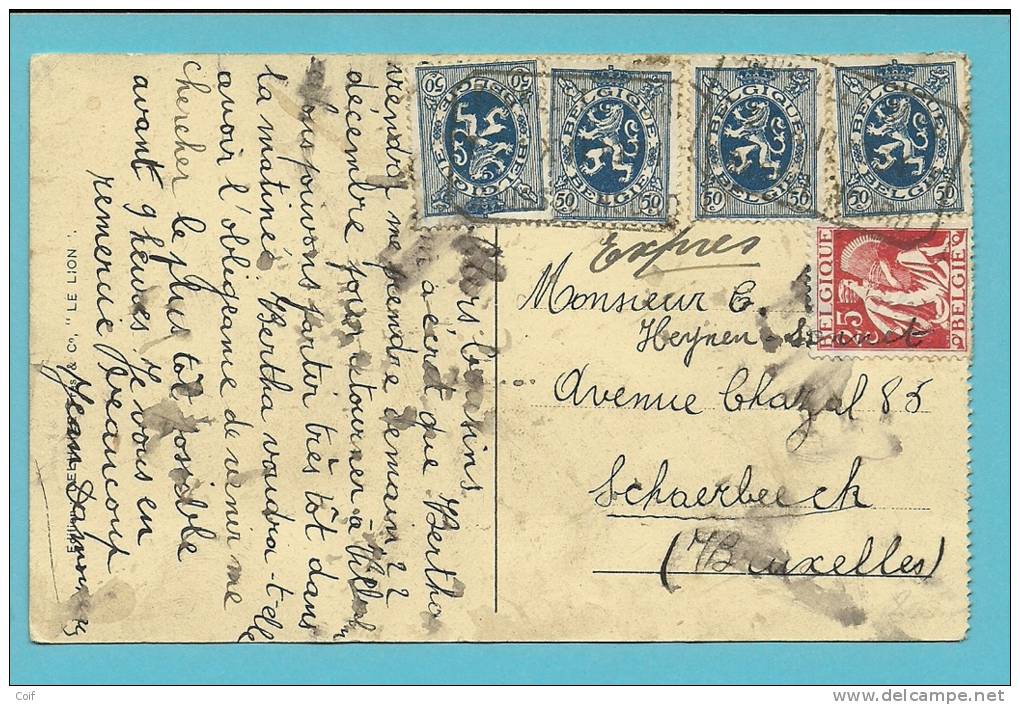 285+339 Op Kaart Van BRASSCHAET Per EXPRES, Vermoedelik Ontwaard Bij Aankomst Met Stempel BRUSSEL NOORD Te SCHAERBEEK !! - 1932 Ceres And Mercurius