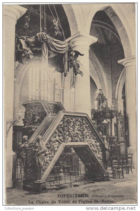 Cp , BELGIQUE , POPERINGE , La Chaire De Vérité De L'église St Bertin , Vierge - Poperinge