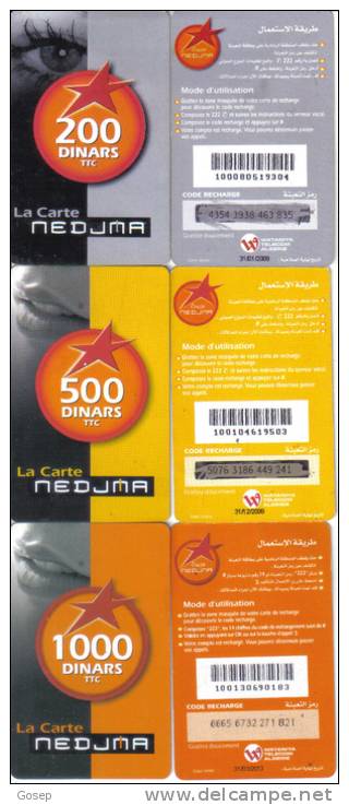 Algeria-nedjma-200,500,10 00dinars Ttc(3 Card)-used+2 Card Prepiad Free - Algerien