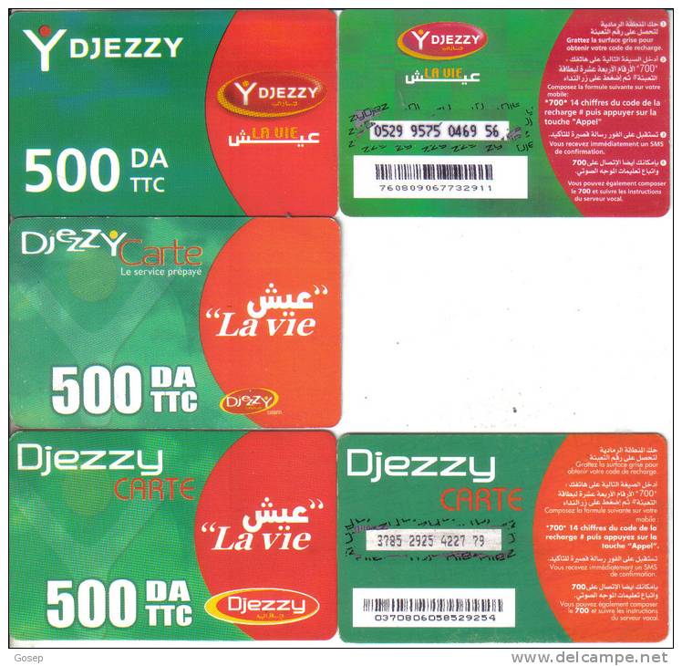 Algeria-djezzy Carte 500da Ttc-(3 Card Prepiad)-used Card+1 Card Prepiad Free - Algerien