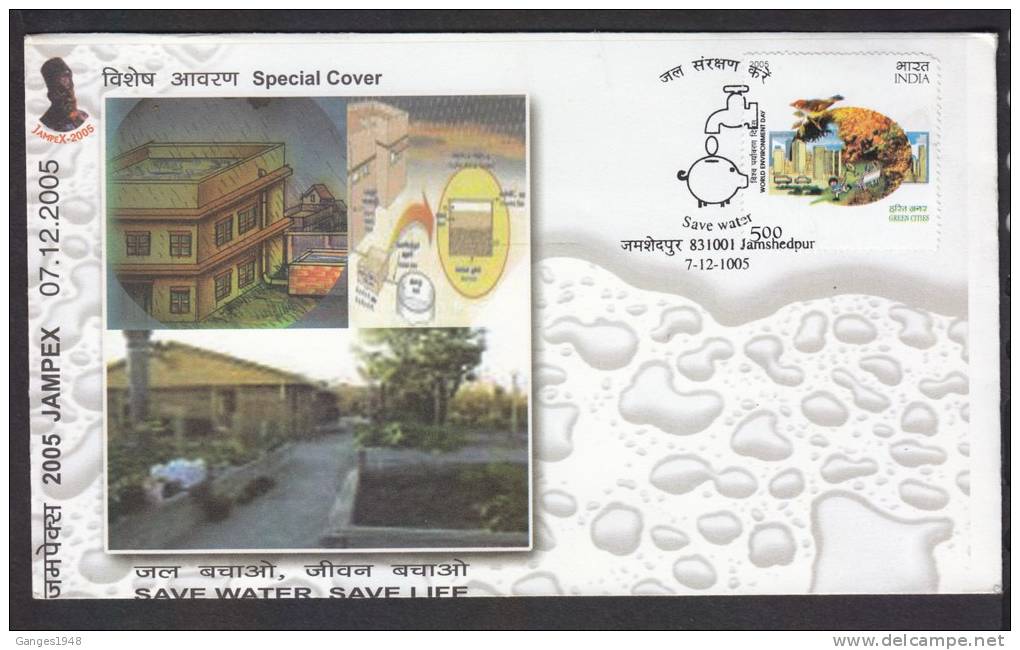 India 2005  SAVE WATER  SAVE LIFE Cover # 22907 Inde Indien - Lettres & Documents