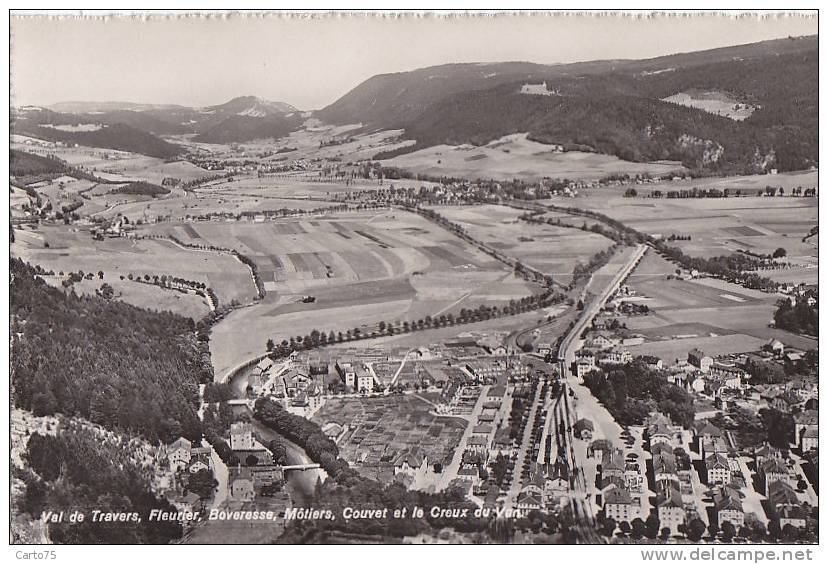 Suisse - Val De Travers - Panorama - Fleurier Boveresse Môtiers Couvet Et Le Creu Du Van - Couvet