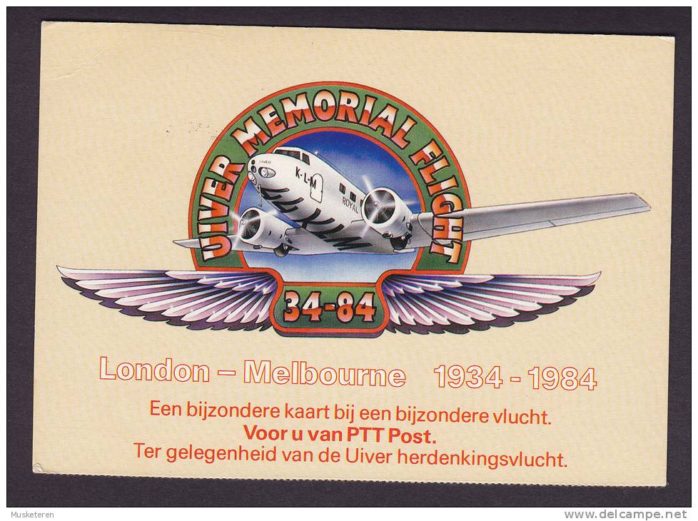 Netherlands Airmail Luchtpost Par Avion KLM Memorial Flight Card AMSTERDAM - MELBOURNE Australia (2 Scans) - Poste Aérienne