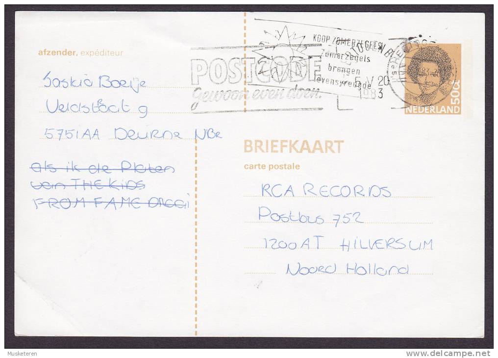 Netherlands Postal Stationery Ganzsache Entier Double Slogan Cancel 1983 To RCA Records HILVERSUM - Postal Stationery