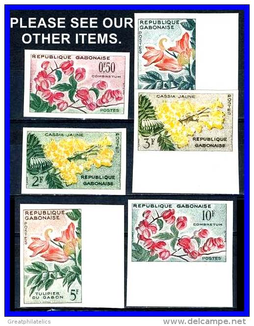 GABON 1961 FLOWERS OF AFRICA SC# 154-159 IMPERFS  SCARCE VF MNH - Gabon