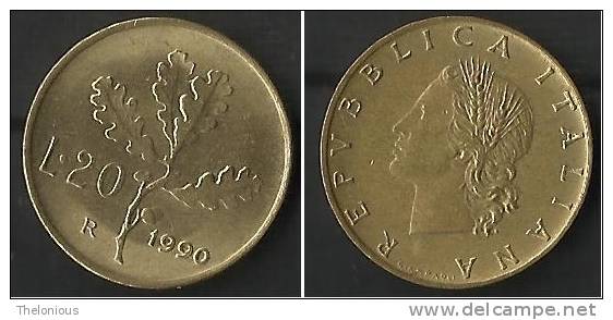 Italia Repubblica - Italy - 20 Lire - 1990 - Ramo Di Quercia - 20 Liras