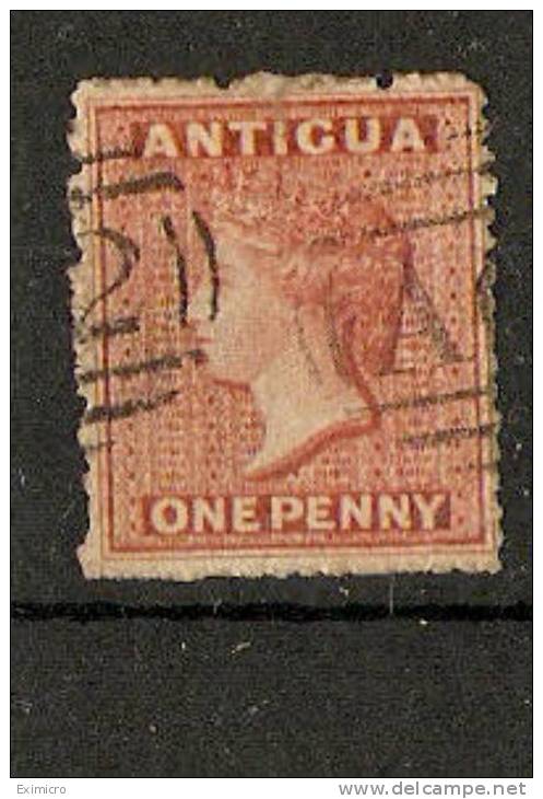 ANTIGUA 1867 1d VERMILLION SG 7b FINE USED, WATERMARK SIDEWAYS, ROUGH PERF 14 TO 16, SUPERB COLOUR Cat £42 - 1858-1960 Crown Colony