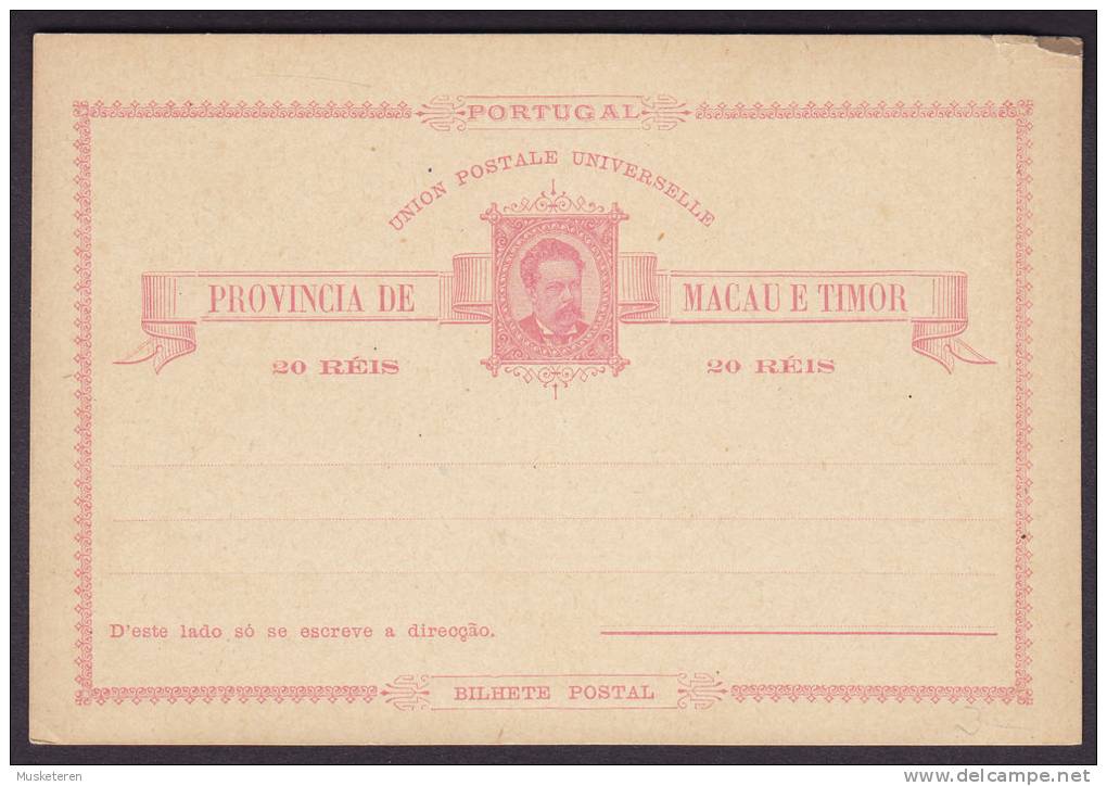 Macau (China Chine) & Timor UPU Postal Stationery Ganzsache Entier 20 Reis Bilhete Postal - Timor