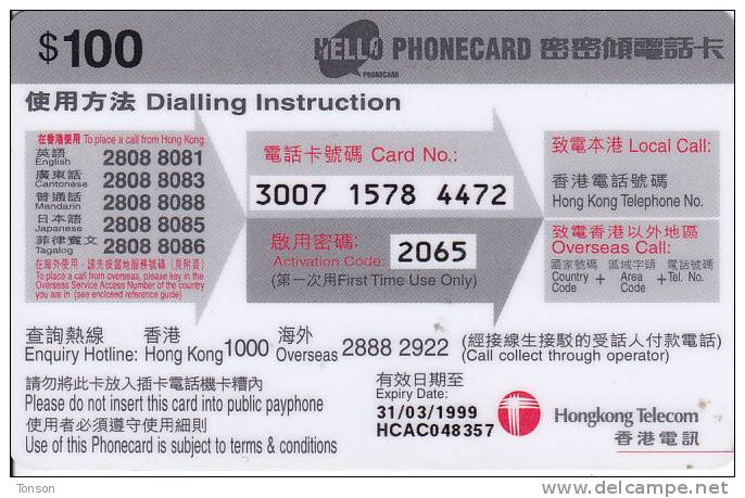 Hong Kong, Hello, $100, 2 Scans. - Hong Kong