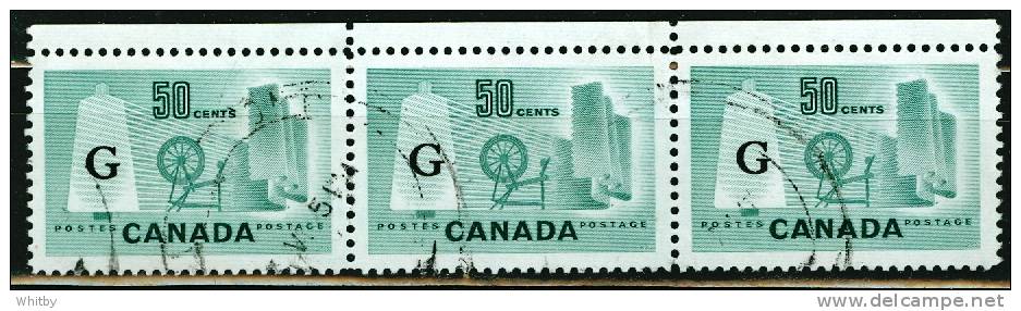 Canada 1953 50 Cent Textile Industry  Issue #O38  Horizontal Triple - Sovraccarichi