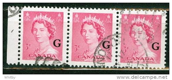 Canada 1953 3 Cent Karsh Issue #O35  Horizontal Triple - Sovraccarichi