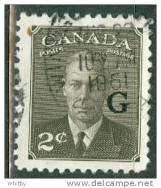 Canada 1950 2 Cent King George VI G Overprint Issue #O17  Winnipeg Cancel - Sovraccarichi