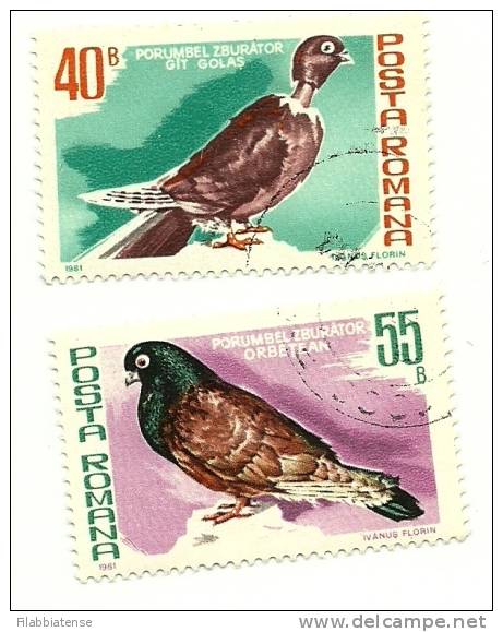 1981 - Romania 3326/27 Uccelli C945    ------- - Pigeons & Columbiformes