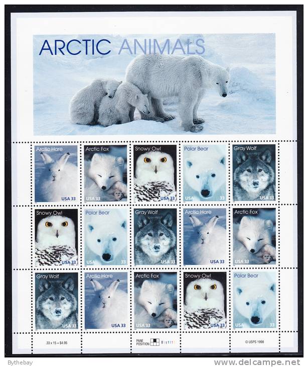 USA MNH Scott #3292a Minisheet Of 3 Strips Of 5 Different 33c Arctic Animals - Sheets