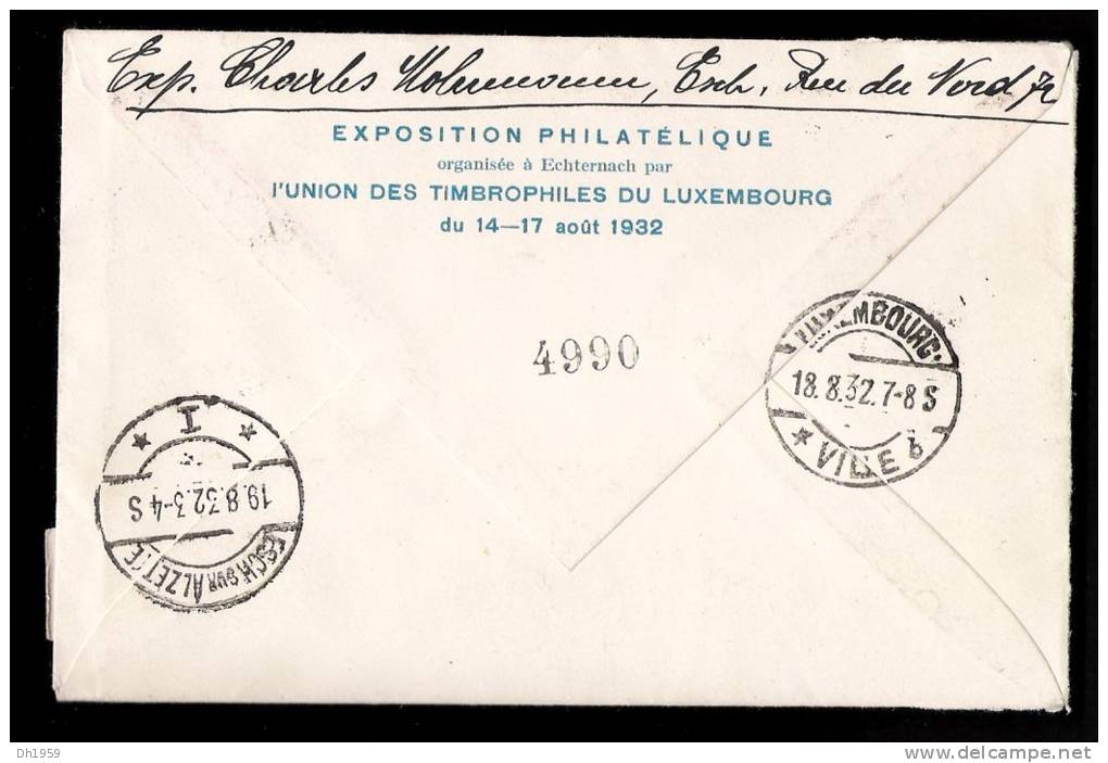 POSTE AERIENNE1932 LUXEMBOURG BREQUET DOPPELDECKER VIADUC CHEMIN DE FER PAR AVION ECHTERNACH BRUXELLES - Storia Postale