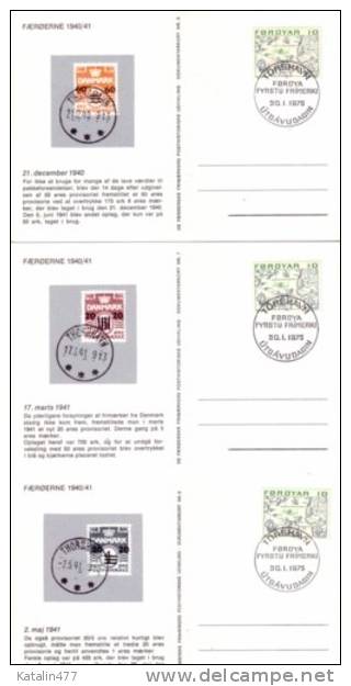 Faroe Islands /Foroyar, First Historishe  Danish Issues Repriprinted On Cards, With First Regionalmark - Faroe Islands
