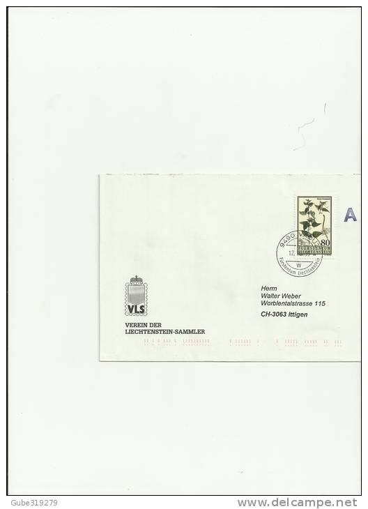 LIECHTENSTEIN 1995-ENVELOPE CIRCULATED VLS POST SERV WITH 1 STAMP OF CHF 0,70 YVERT 1058 POSTMARKED .12.10.95 RE 24 GN - Lettres & Documents