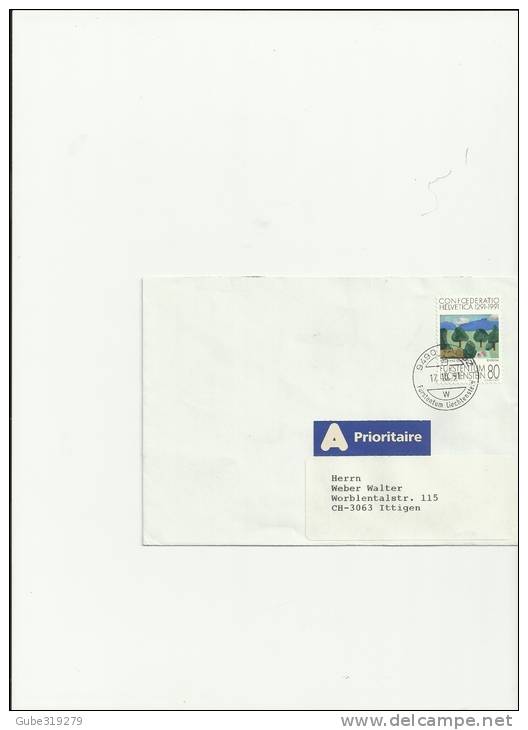 LIECHTENSTEIN 1991-ENVELOPE CIRCULATED   WITH 1 STAMP OF CHF 0,80 YVERT 976 POSTM .17.10 1991RE 32 GN - Lettres & Documents