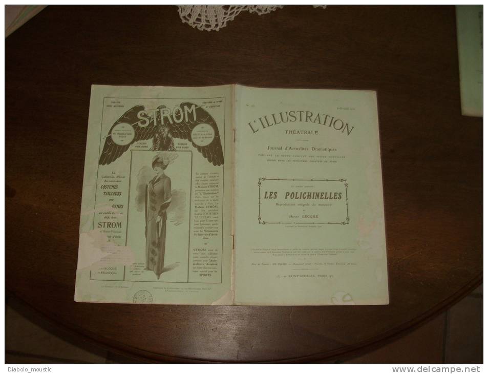 N° 160  Du 8.10.1910       L ' ILLUSTRATION THEÂTRALE   Présente :   LES POLICHINELLES - Auteurs Français