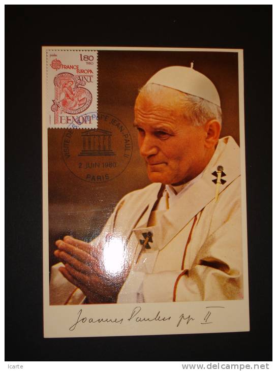CP Jean Paul II Oblitération Spéciale  Visite De SS Le Pape Unesco Paris 2 Juin 1980 - Papes