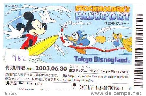 Disney Passeport Entreecard JAPON * TOKYO DISNEYLAND * STOCKHOLDERS  Passport (962) JAPAN * - Disney