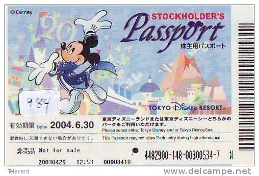 Disney Passeport Entreecard JAPON * TOKYO DISNEYLAND * STOCKHOLDERS  Passport (984) JAPAN * - Disney