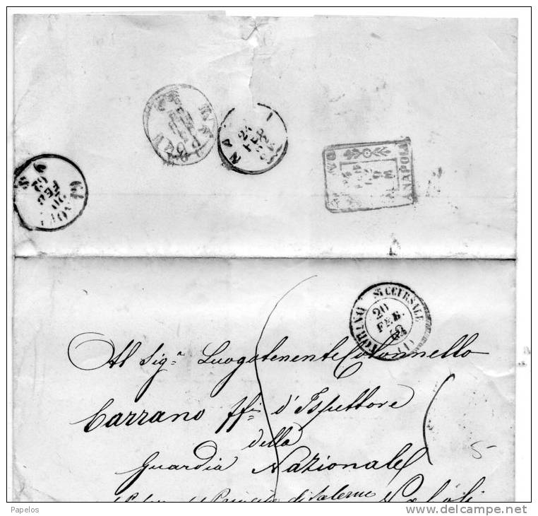 STORIA POSTALE 1868   LETTERA  CON ANNULLO TORINO  SUCCURSALE + ANNULLO NAPOLI - Ungebraucht