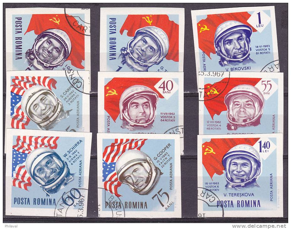 Petit Lot De 9 Timbres Non Dentelés, Sur Le Thème De L'espace - Sammlungen