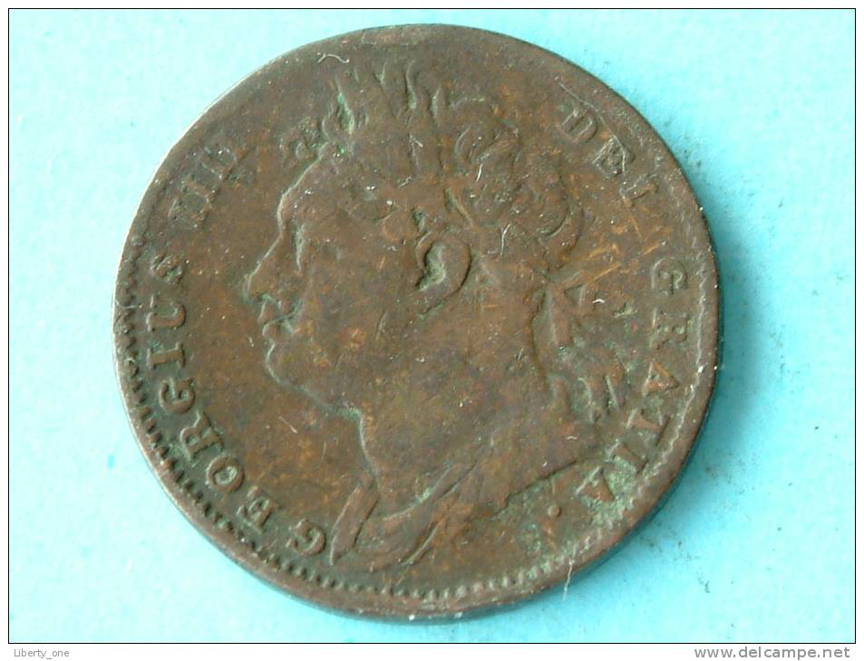 1821 - FARTHING / KM 677 ( Uncleaned Coin / For Grade, Please See Photo ) !! - B. 1 Farthing