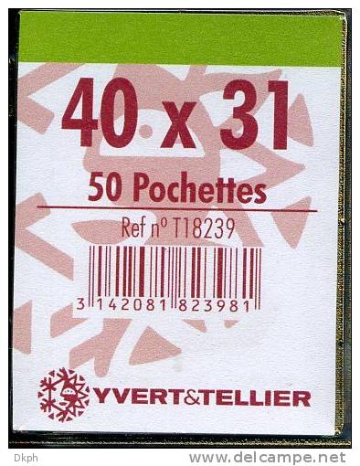50 Pochettes Simple Soudure Fond Transparent 40X31 Mm - Clear Sleeves