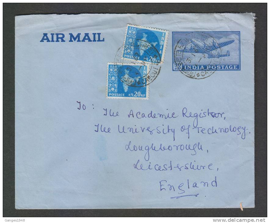 India  90 Np AIR MAIL Envelope Uprated Use # 29452 Inde Indien - Briefe