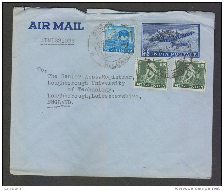 India  90 Np AIR MAIL Envelope Uprated Use # 29455 Inde Indien - Covers