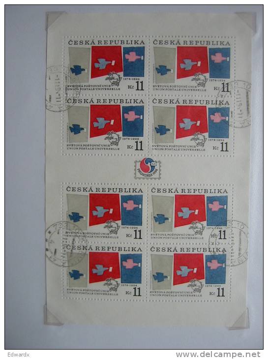 1994 120th Anniv Of Universal Postal Union 11Kc X8  Used Czech Republic MS Sheet Sheetlet - Usati